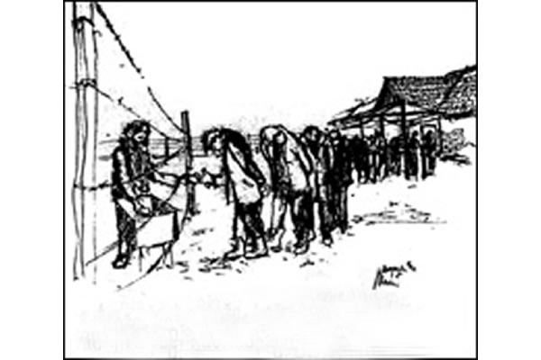 Crtež logora Begejci u Vojvodini koji je nacrtao jedan od zatočenika