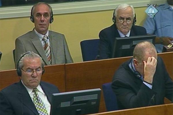 Milan Gvero, Ljubomir Borovčanin, Radivoje Miletić i Vinko Pandurević u sudnici Tribunala